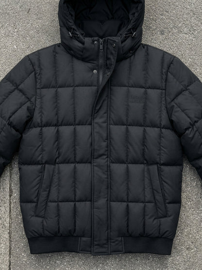 Heritage And Hide Men's Hooded Puffer Bomber Jacket – Matte Black Insulated Winter Coat