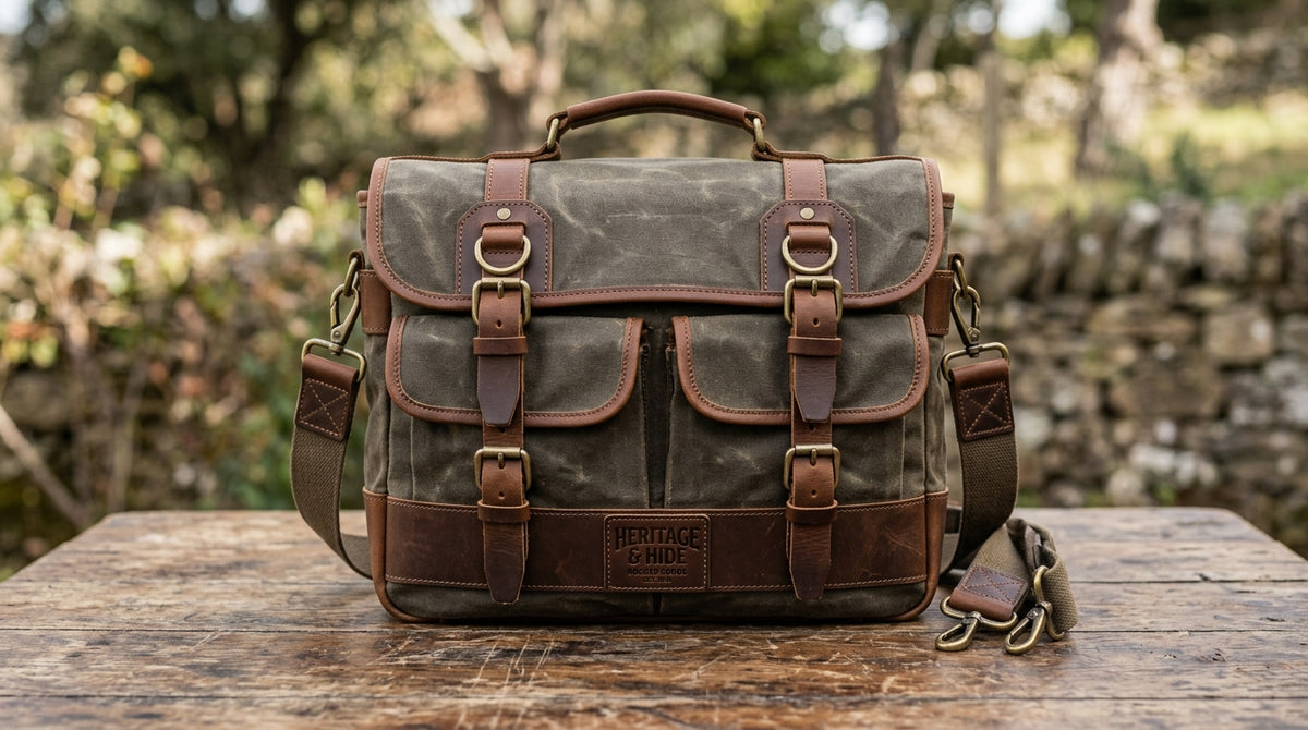 Vintage Canvas & Leather Messenger Bag – Heritage Travel Shoulder Bag