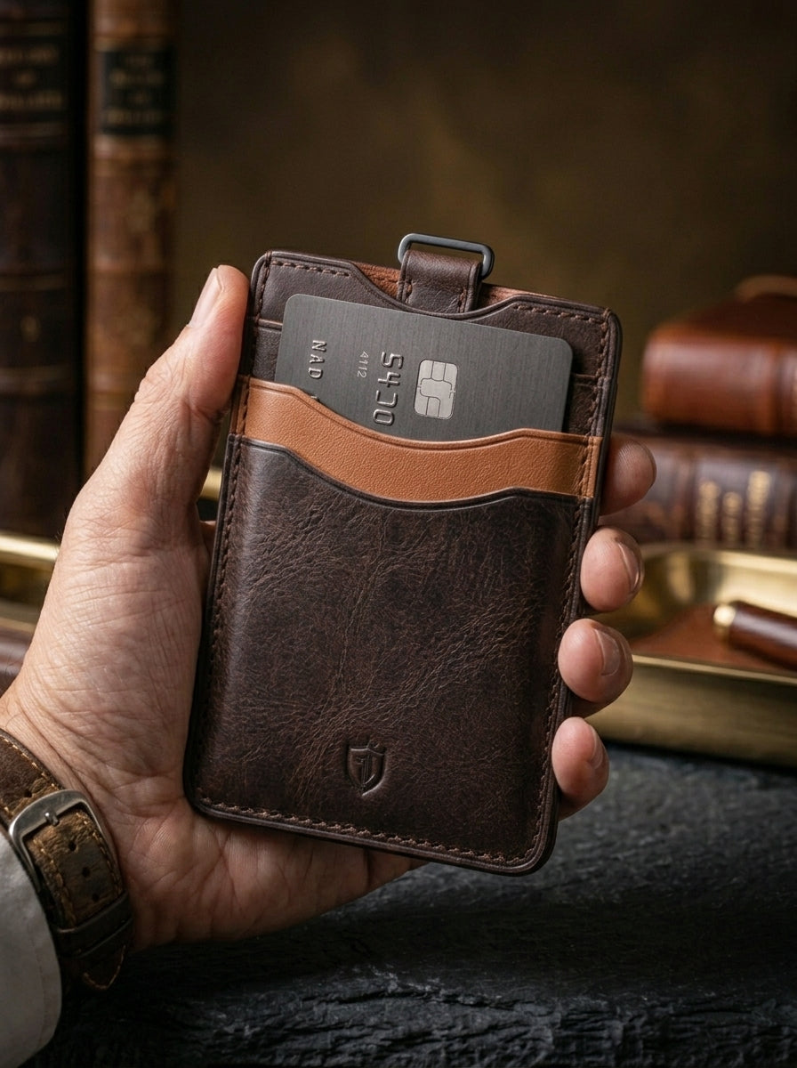 Premium Leather Card Holder | Minimalist Men's Slim Wallet