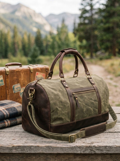 Heritage Outdoors Waxed Canvas & Leather Carry-On Duffle – Olive Green
