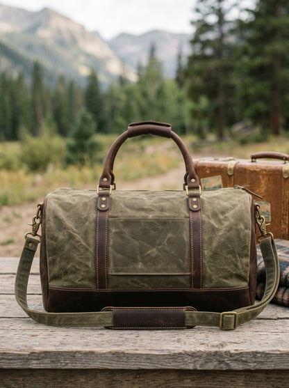 Heritage Outdoors Waxed Canvas & Leather Carry-On Duffle – Olive Green
