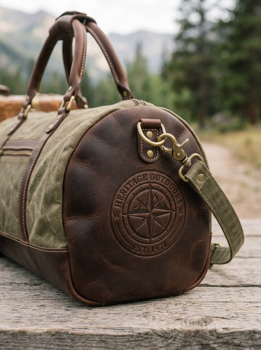 Heritage Outdoors Waxed Canvas & Leather Carry-On Duffle – Olive Green