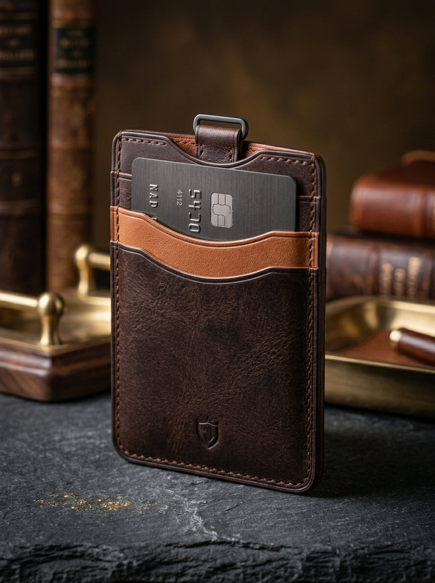 Premium Leather Card Holder | Minimalist Men's Slim Wallet