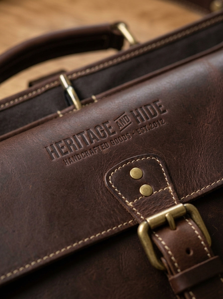 The Executive Leather Flap Briefcase – Handcrafted Dark Walnut Satchel