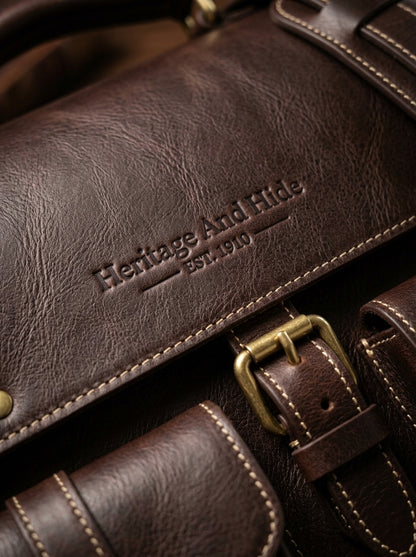 Heritage And Hide Handcrafted Leather Briefcase –  Laptop Messenger Bag for Men