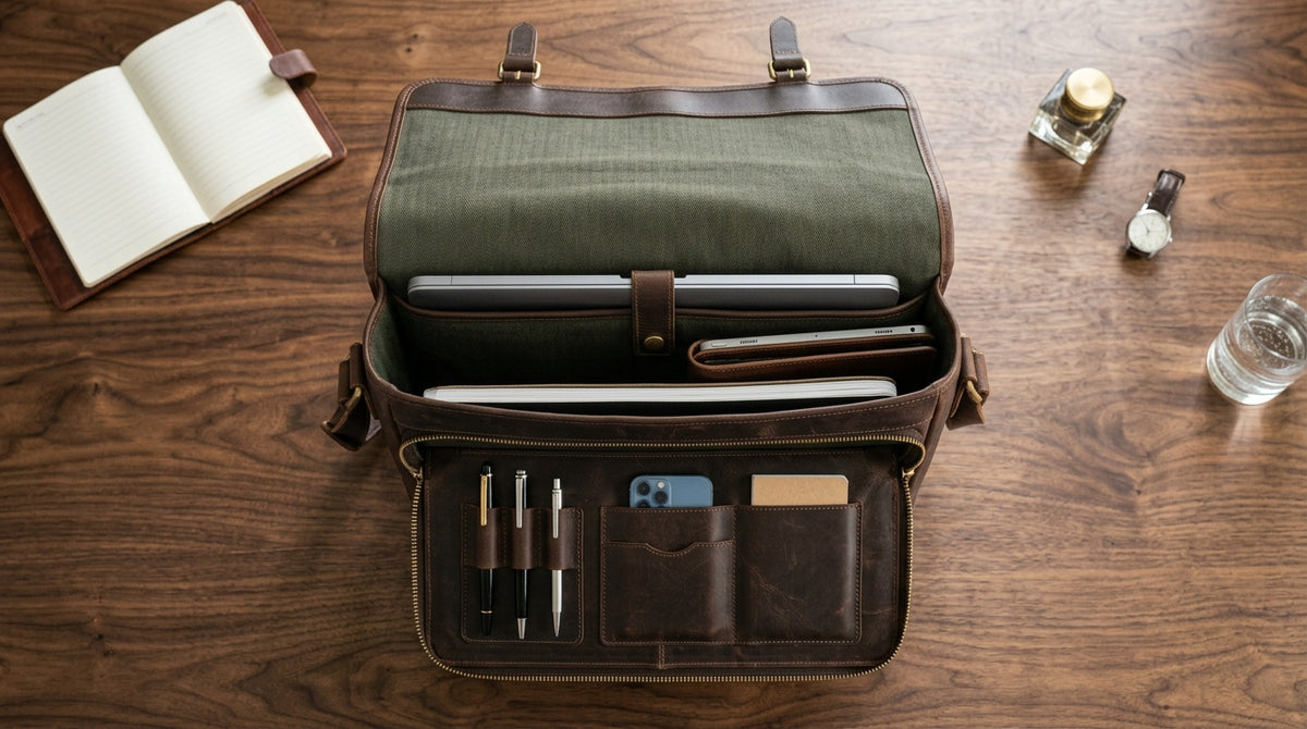 The Executive Sheepskin Leather Laptop Briefcase – Dark Espresso Brown