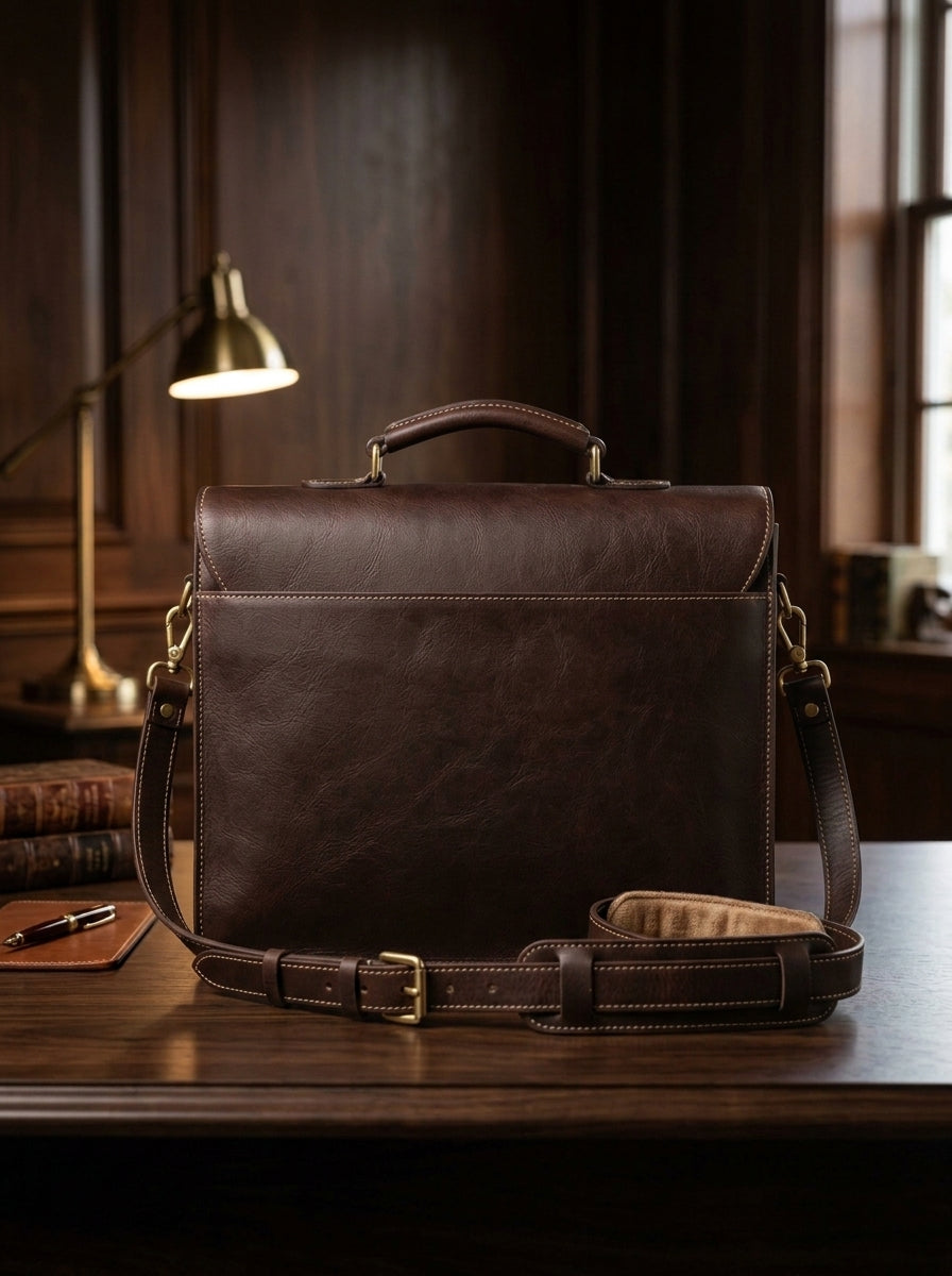Heritage And Hide Handcrafted Leather Briefcase –  Laptop Messenger Bag for Men