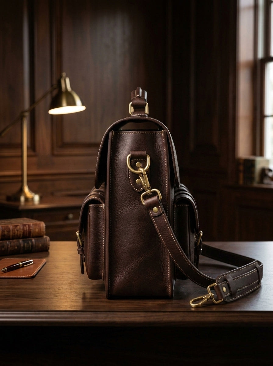 Heritage And Hide Handcrafted Leather Briefcase –  Laptop Messenger Bag for Men