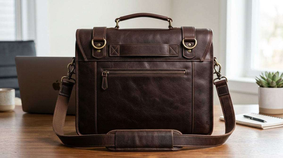 HeritageAndHide Leather Briefcase – 15-inch Laptop Messenger Bag for Men