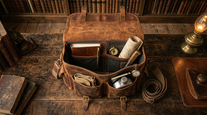 Vintage Sheepskin Leather Messenger Bag – Handcrafted Crossbody Satchel for Men & Women