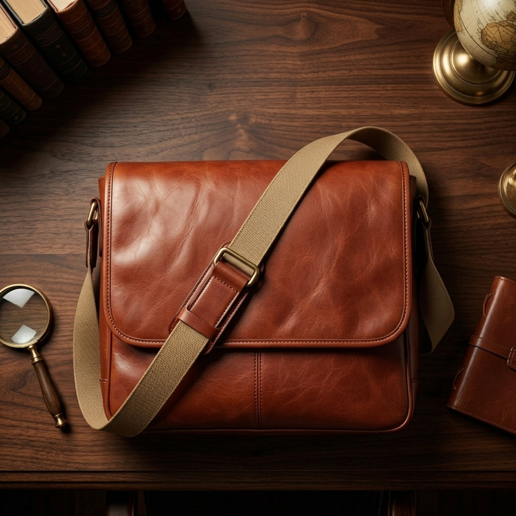 Heritage Brown Leather Satchel – Everyday Laptop & Document Messenger Bag