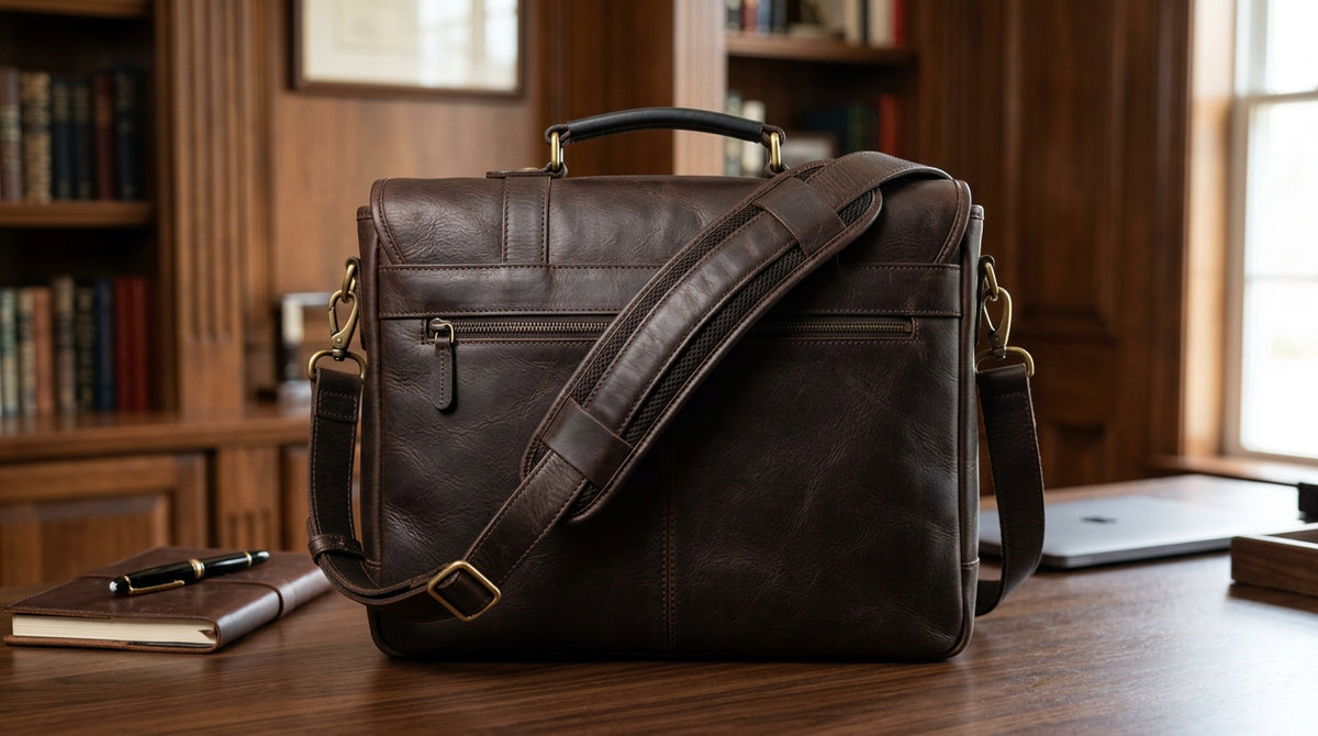 The Executive Sheepskin Leather Laptop Briefcase – Dark Espresso Brown