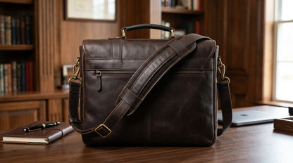The Executive Sheepskin Leather Laptop Briefcase – Dark Espresso Brown