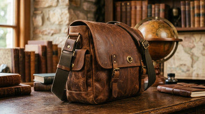 Vintage Sheepskin Leather Messenger Bag – Handcrafted Crossbody Satchel for Men & Women