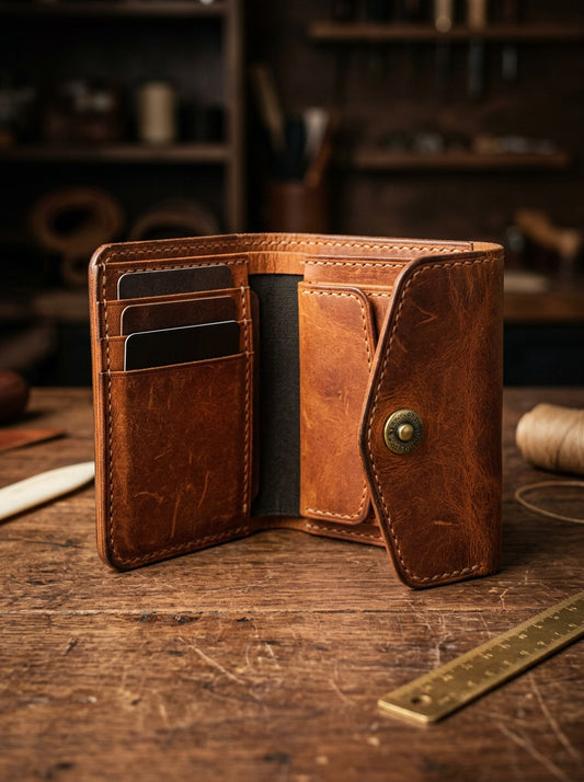 Premium Vintage Leather Wallet | Handmade-Style Men's Bifold Wallet