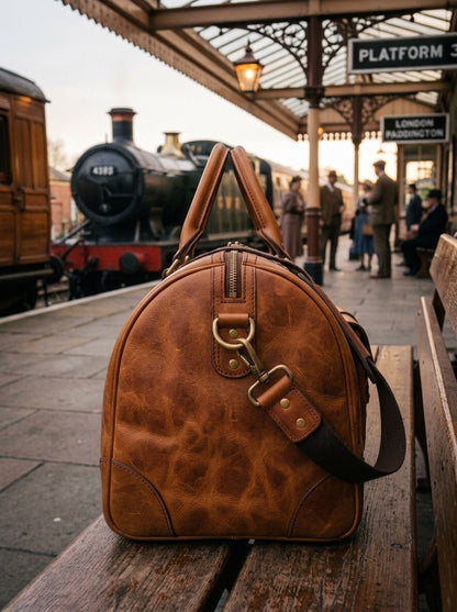 Heritage And Hide Handcrafted Leather Duffel Bag – Vintage Tan Weekender & Travel Holdall