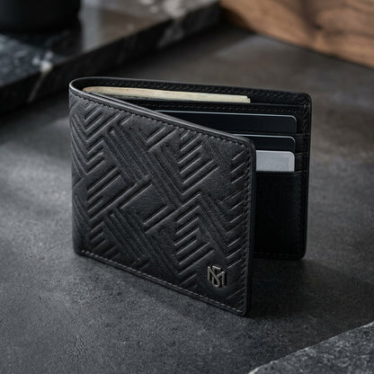 Premium Genuine Sheep Leather Bifold Wallet – Black