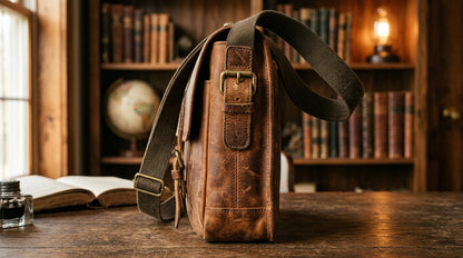 Vintage Sheepskin Leather Messenger Bag – Handcrafted Crossbody Satchel for Men & Women