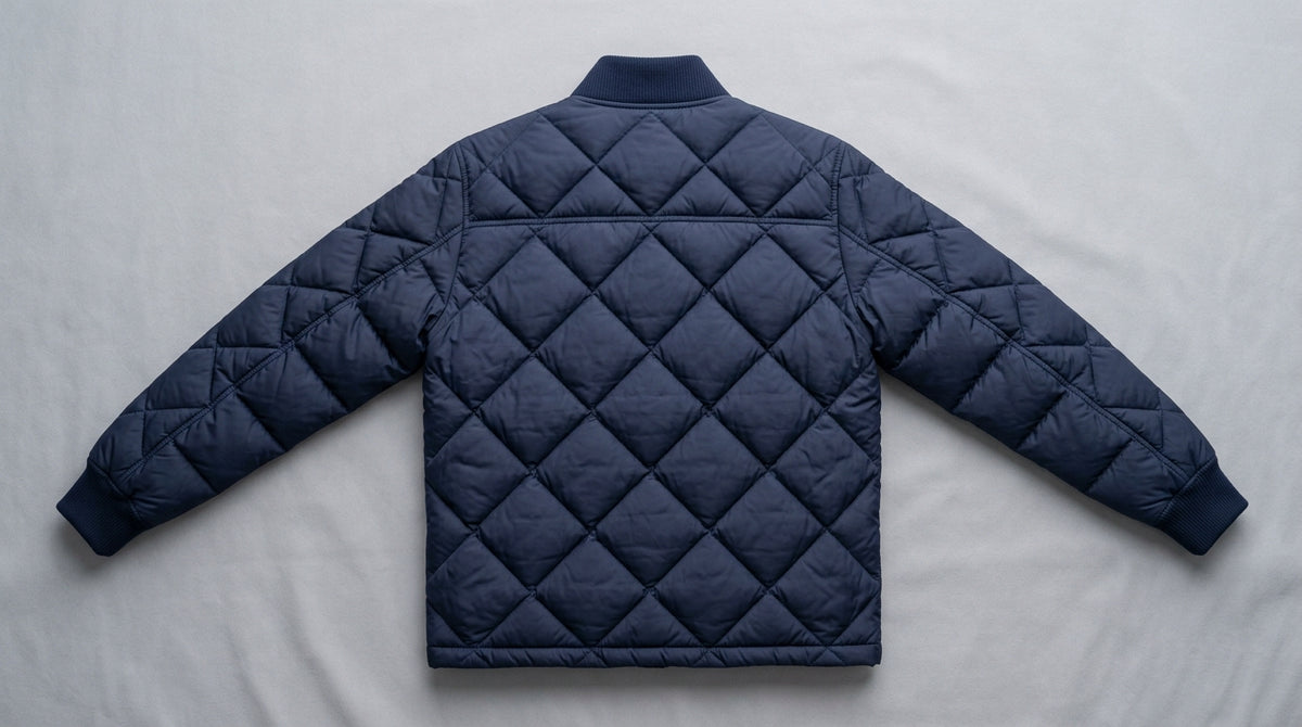 Men's Diamond Quilted Bomber Jacket – Insulated Lightweight Navy Blue Puffer