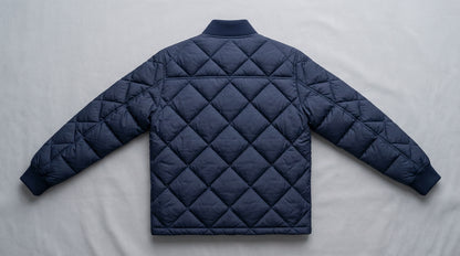Men's Diamond Quilted Bomber Jacket – Insulated Lightweight Navy Blue Puffer