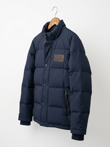 Heritage & Hide Men's Puffer Jacket – Insulated Navy Blue Down Winter Coat