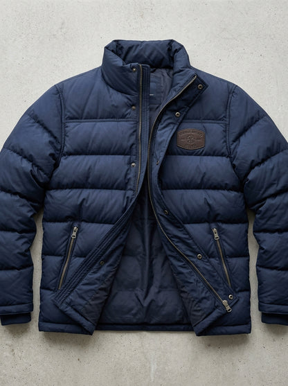 Heritage & Hide Men's Puffer Jacket – Insulated Navy Blue Down Winter Coat