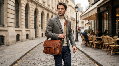 Vintage Leather Messenger Bag for Men – Premium Crossbody Satchel