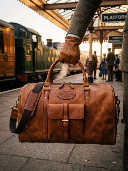 Heritage And Hide Handcrafted Leather Duffel Bag – Vintage Tan Weekender & Travel Holdall
