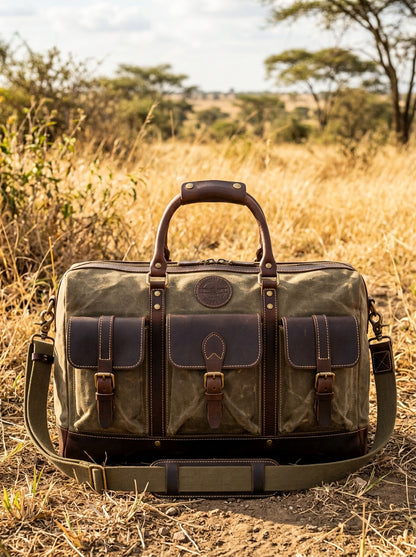 The Outback Waxed Canvas Field Bag – Rugged Olive & Brown Overnight Duffel