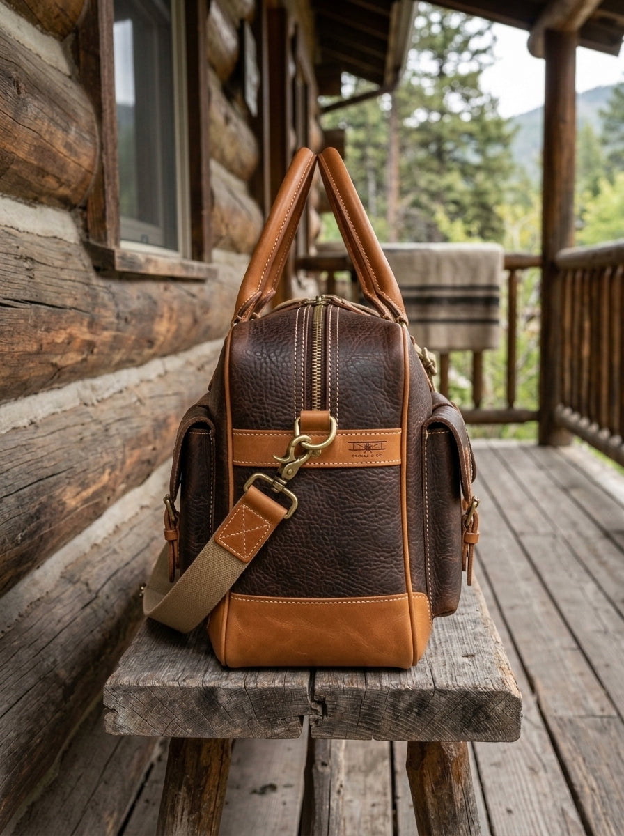 The Aviator Dual-Tone Leather Field Bag – Multi-Pocket Weekender & Attache