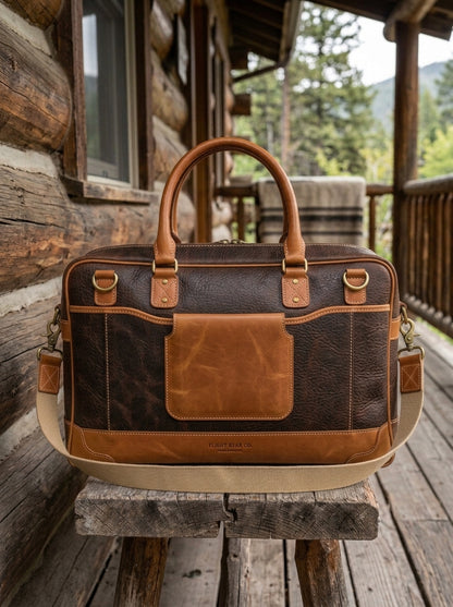 The Aviator Dual-Tone Leather Field Bag – Multi-Pocket Weekender & Attache
