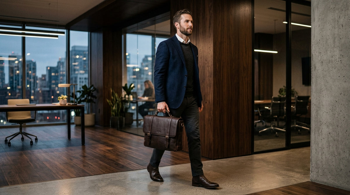 The Executive Sheepskin Leather Laptop Briefcase – Dark Espresso Brown