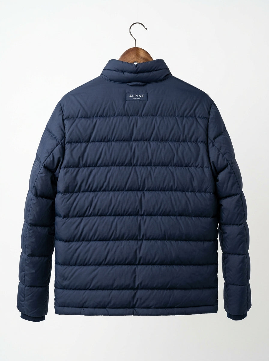 Heritage & Hide Men's Puffer Jacket – Insulated Navy Blue Down Winter Coat