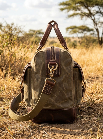 The Outback Waxed Canvas Field Bag – Rugged Olive & Brown Overnight Duffel