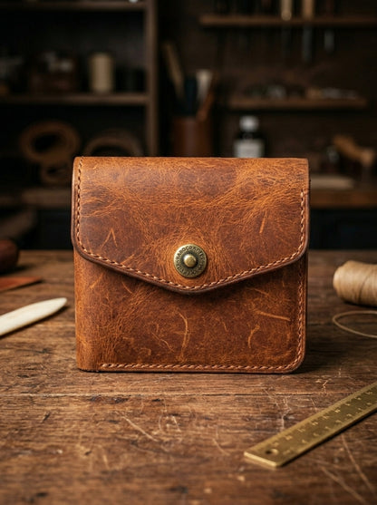 Premium Vintage Leather Wallet | Handmade-Style Men's Bifold Wallet